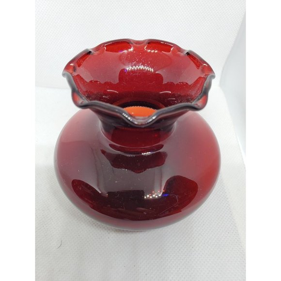 Vintage Royal Ruby Ruffle Burgundy Bud Vase Home Decor Shelf Sitter - Picture 4 of 12